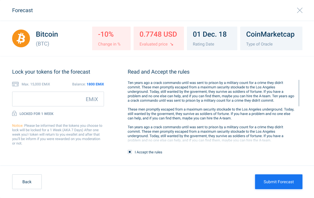 Lock tokens and submit the forecast