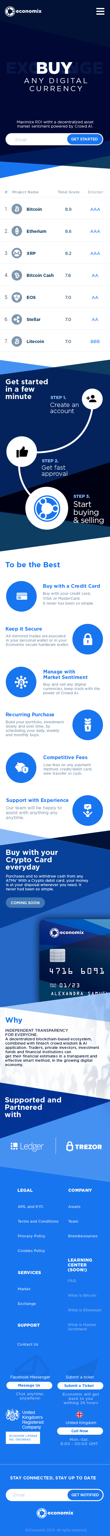 Economix trading homepage - mobile