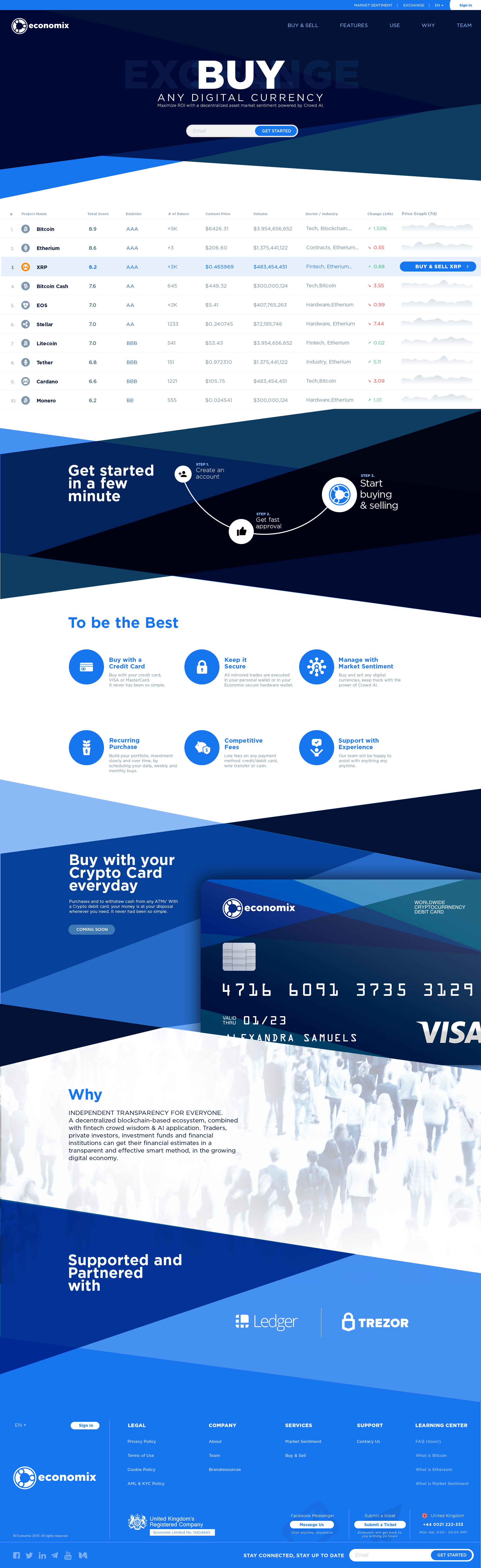 Economix trading homepage - desktop