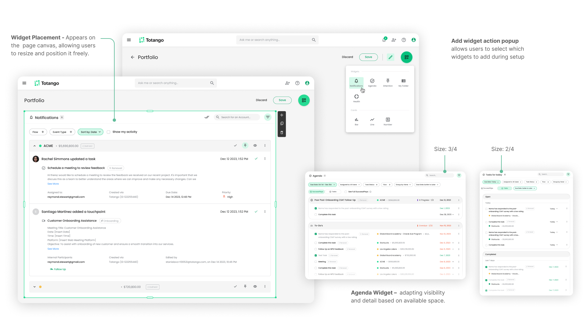 Scalable widget framework