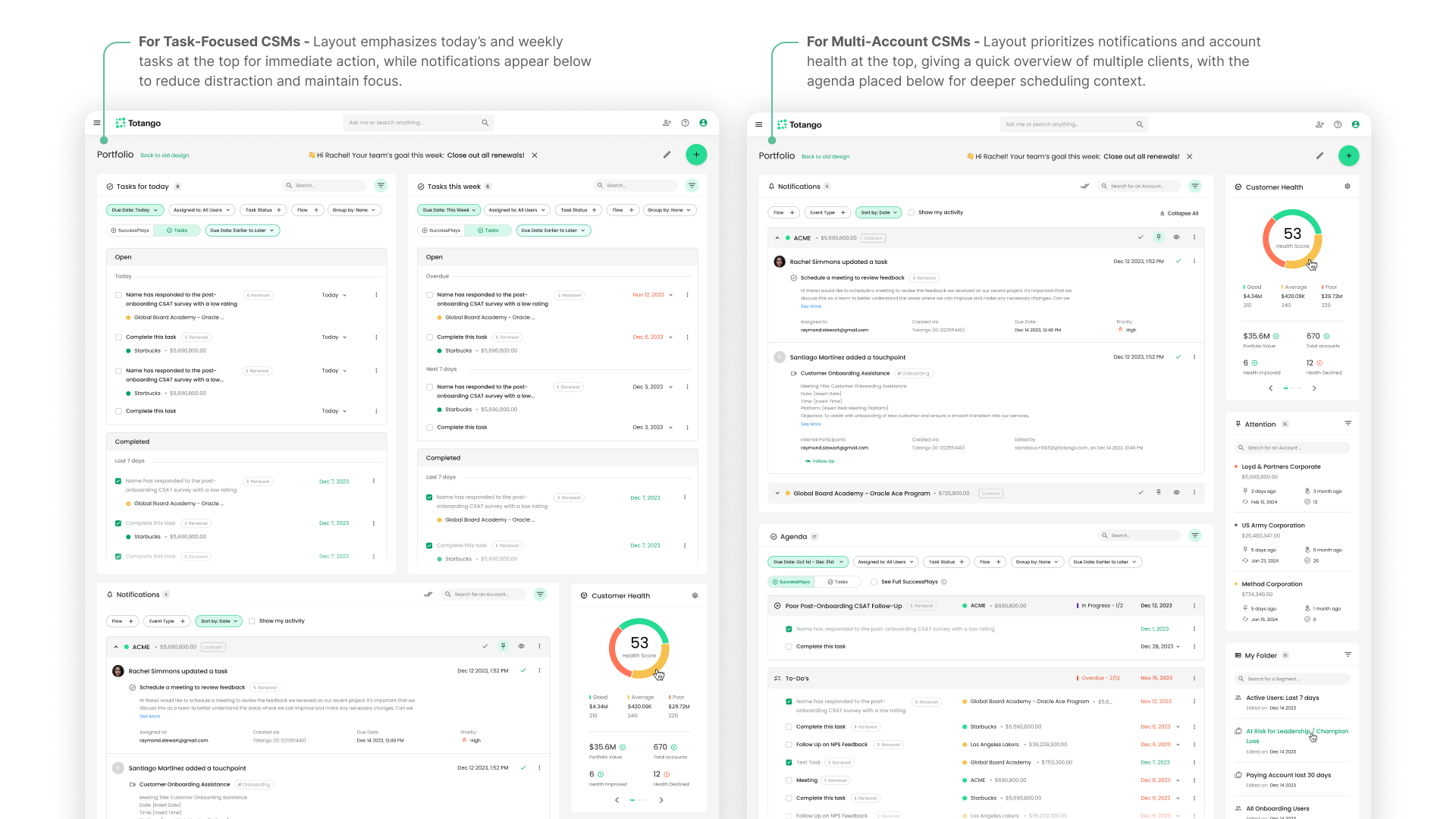 Role-driven portfolio layouts adapted for different roles