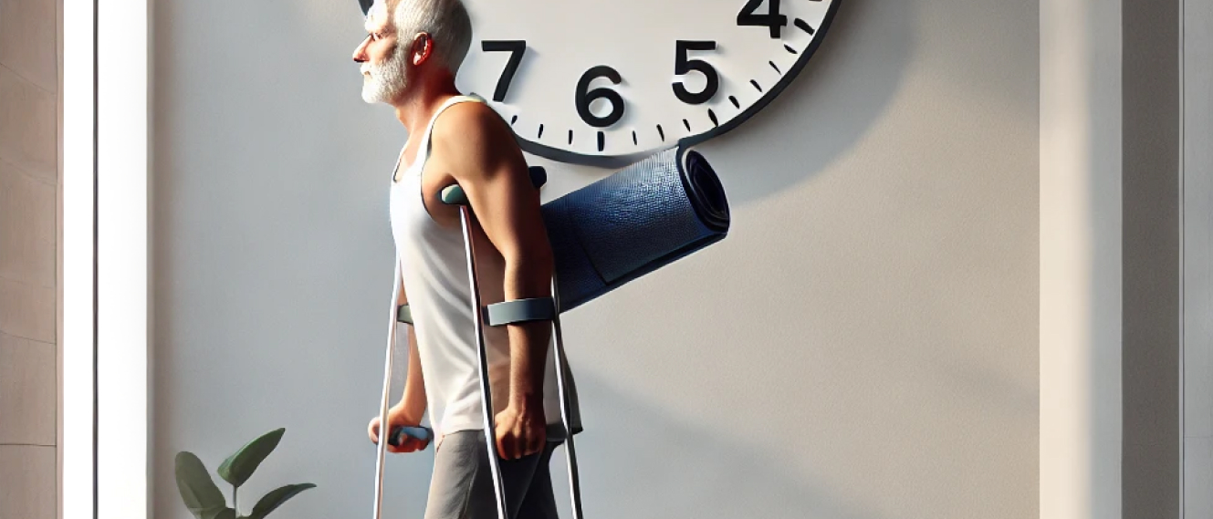 Patient on crutches